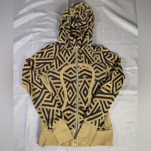 Lululemon Athletics Scuba Hoodie II Geometric Tribal Print Tan Black Size 4